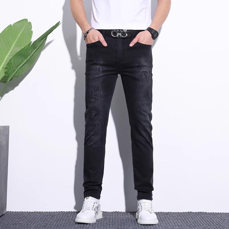 

Значок Тяжелой Промышленности Вышивка Горящий Цветок Черные Джинсы Европейские Товары 2025 Новый Модный Бренд Мужские Потертые Узкие Брюки Скинни 32 чёрный