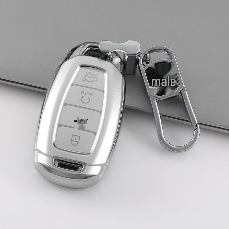 Hyundai Tucson L Quicksand Silver 4-Button Key Case - Korean Car Interior Protective Shell