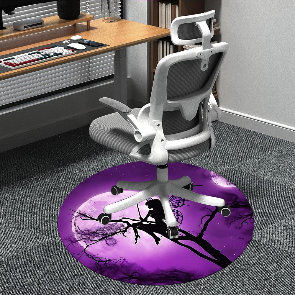 

1pc Fairy Moon Office Round Area Rug, Indoor Mat Suitable ForOffice, Under Office Chairs Bedroom Living Room Home Decor, Room Deco T135 80cm by 80cm