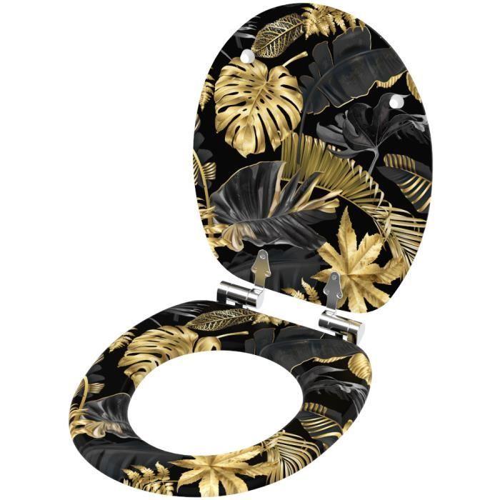 Toilet Seat - Golden Leaves - Soft Close - Wood - High-quality Finish - Easy Installation
