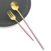Juego de cucharas con mango largo dorado de 6 uds., juego de cubiertos de acero inoxidable mate, bebida agitadora pulida, helado, postre, cuchara para té, vajilla