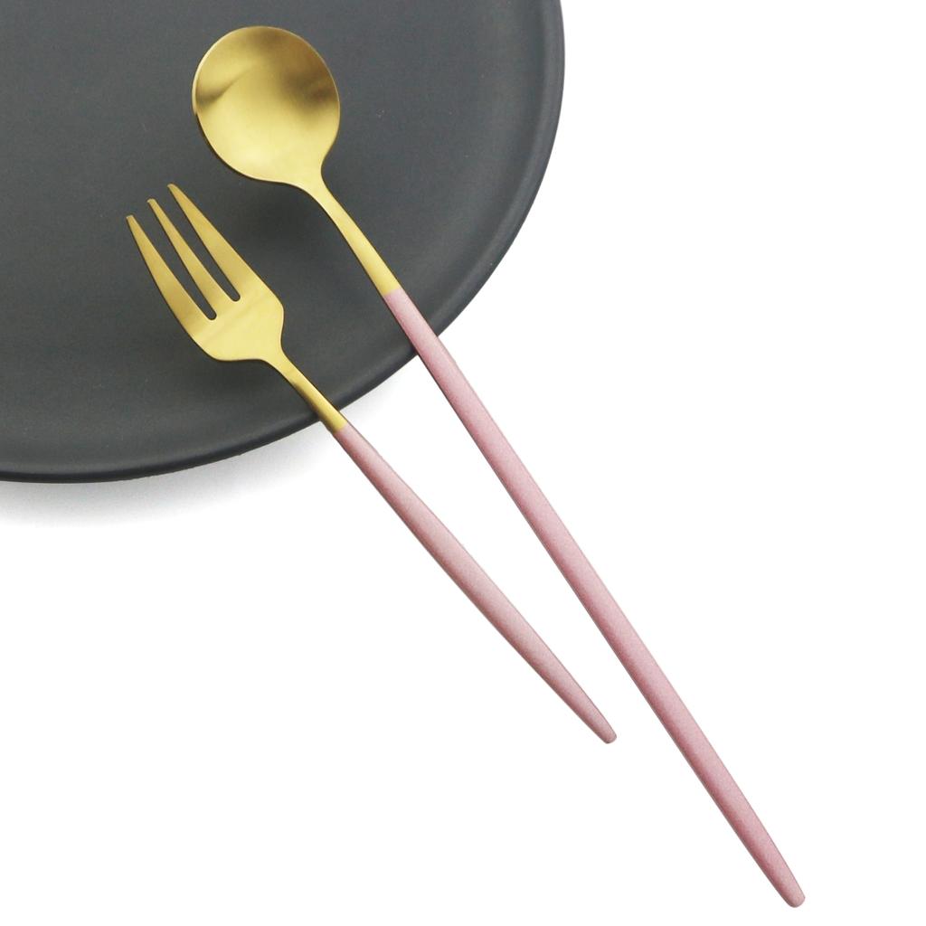 Juego de cucharas con mango largo dorado de 6 uds., juego de cubiertos de acero inoxidable mate, bebida agitadora pulida, helado, postre, cuchara para té, vajilla