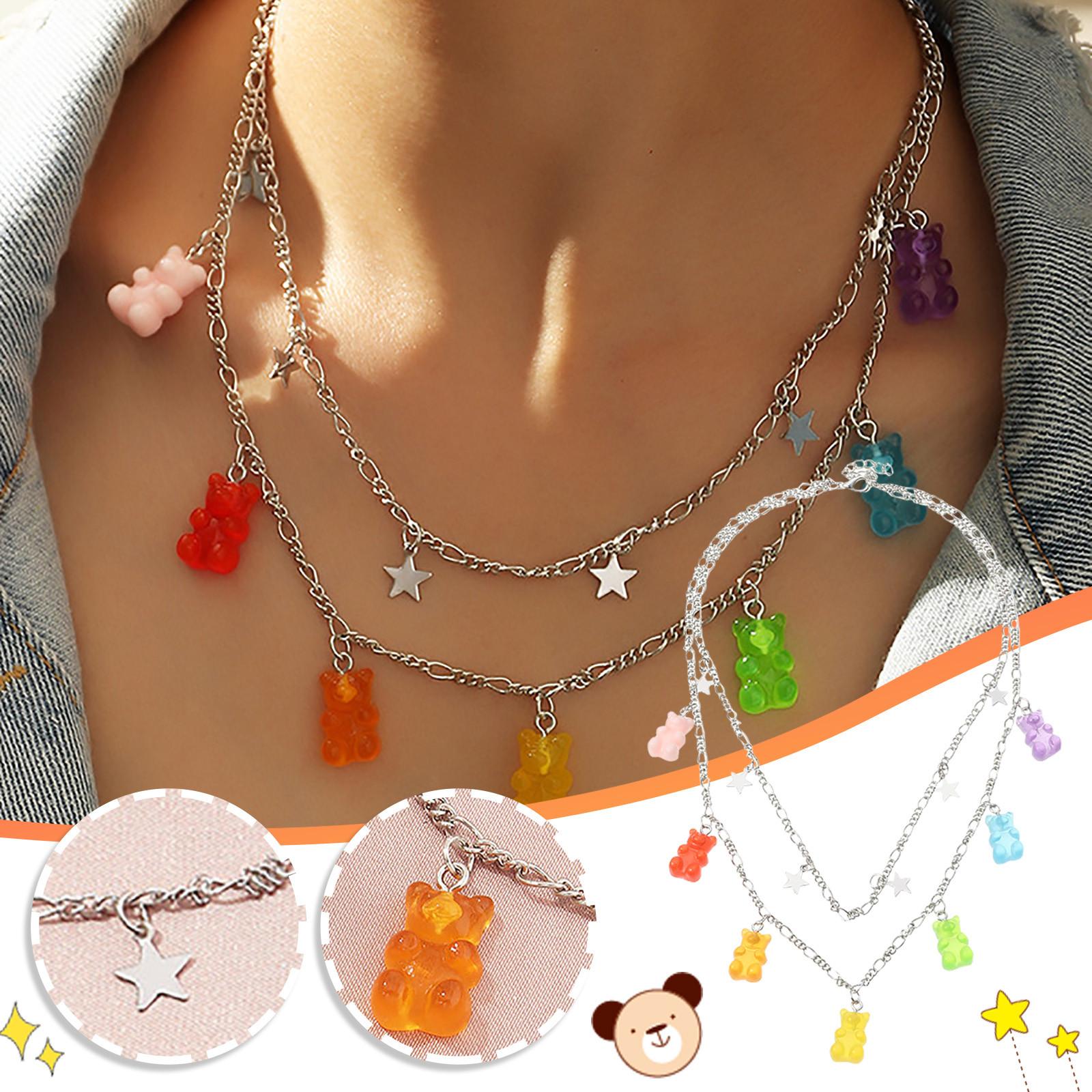

-Bear Necklaces, Choker Necklaces, Multilayer Necklace срібний