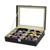 Travel Visible Leather Fashion Sunglasses Storage Box Multi Grid Large Sunglasses Storage Box Jewelry Display Collection Box