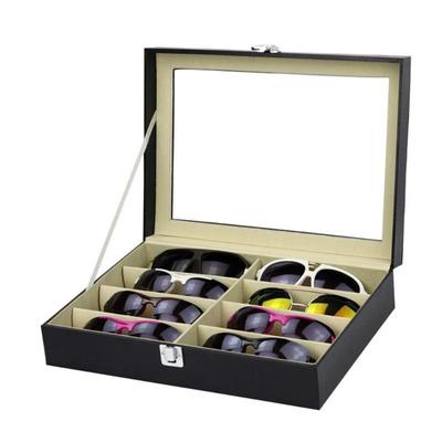 Travel Visible Leather Fashion Sunglasses Storage Box Multi Grid Large Sunglasses Storage Box Jewelry Display Collection Box