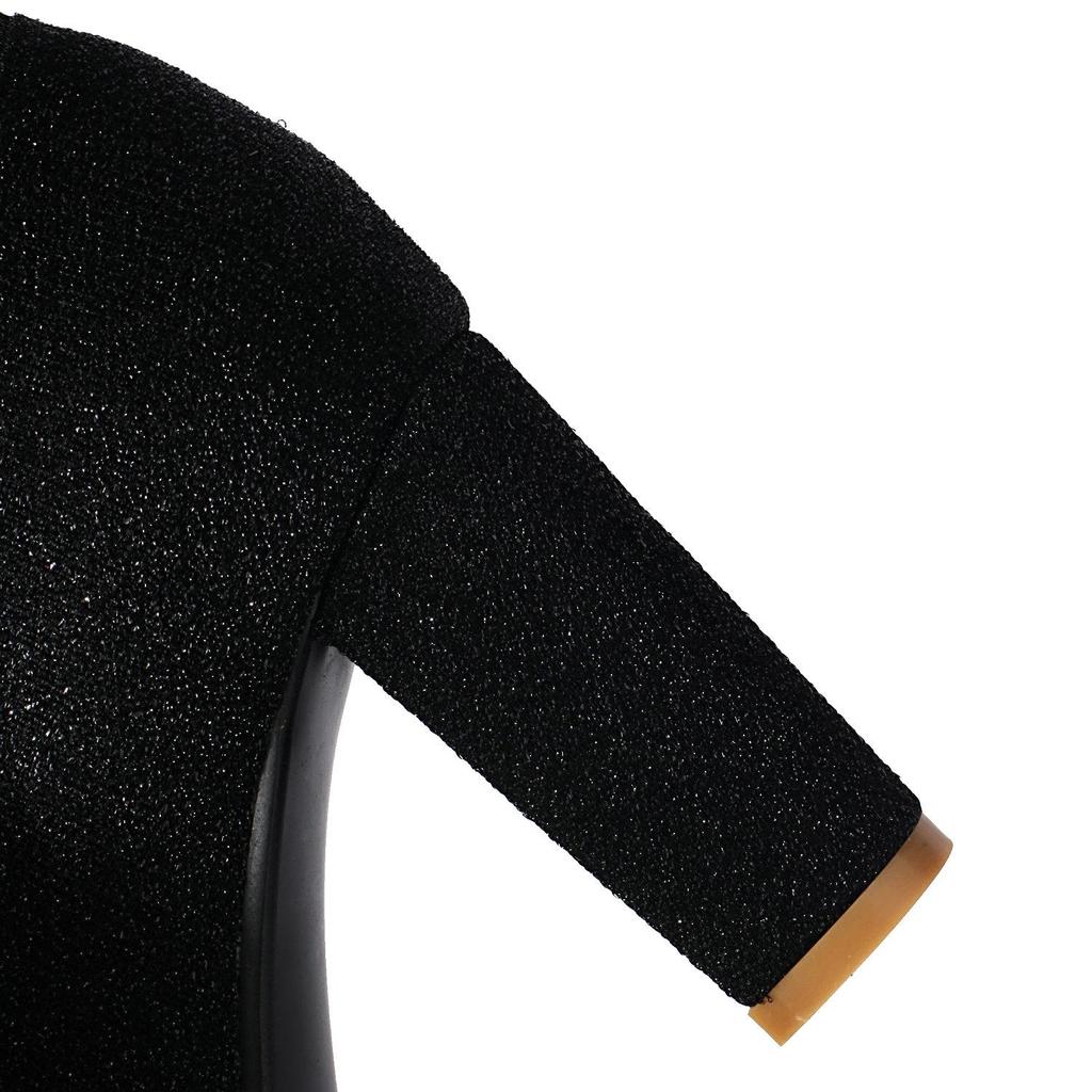 Women Thigh High Boots Grainy Sequin Bling Bling Over the Knee Boots Back Lace Up Sung Fit Casual Heels Shoes