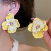 Korean Style Exaggerated Ear Pendant Oil Drip Floral Ear Studs Colorful Flower Earrings  Daily