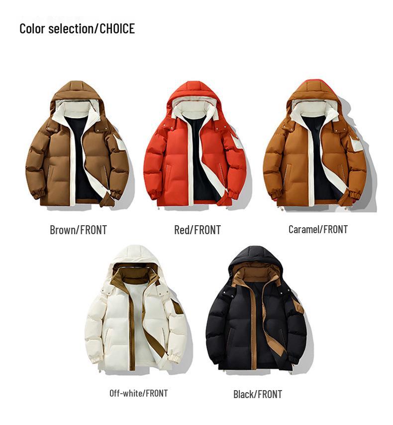 Men's Trendy Winter Hooded Puffer Jacket, Thickened Warm Cotton, 2025 Style