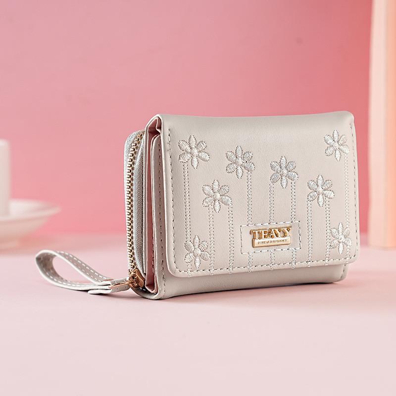 IELGY Ladies Wallet Warm Color Series Short Multi-Function Zipper Snap Buckle Small Card Holder Wallet