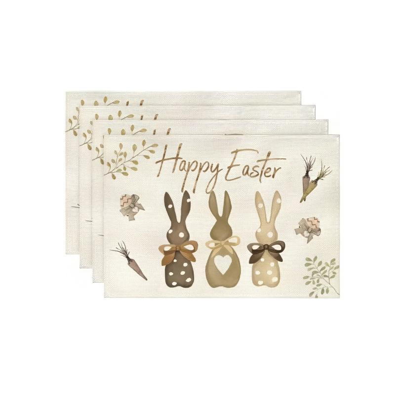 Ostern Süße Kunst Kaninchen Leinen Waschbar Tischsets Osterfest Geschenk 30x45cm 1 Stück Küchentisch Party Dekoration
