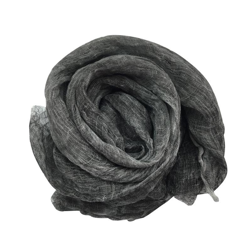 Japanese Natural Texture Linen Scarf Unisex Pleated Burr Edge Decorative Cotton And Linen Scarf Summer Sun Protection Shawl