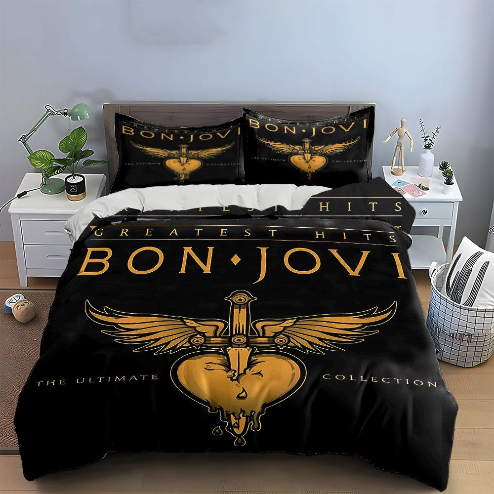 """Bon Jovi Beddengoed Set Zwart""" Beddengoed Dekbedovertrek Set Dekbedovertrek Kussenslopen"""  (1 * Dekbedovertrek 2 * Kussenslopen, zonder dekbedvulling)