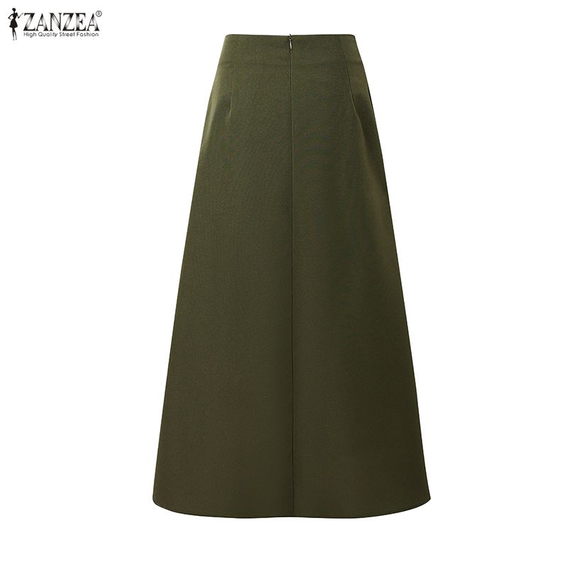 ZANZEA Women Elegant Casual Solid Color Loose Long Skirts