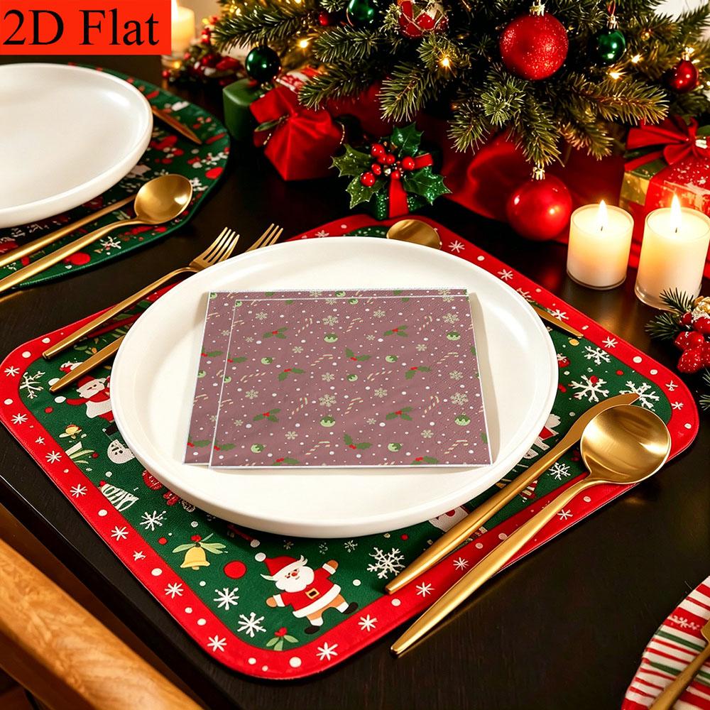 20pcs Disposable Napkins with Christmas Elements Pattern Print for Wedding,Parties,and Daily Use for Thanksgiving Fall Christmas Table Decoration