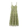2025 Summer Women's European and American Style Hollow-out Embroidery Midi Dress with Spaghetti Straps