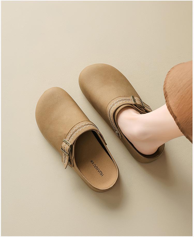 2026 Spring/Summer New Boken Cool Slippers for Lazy Women, Thick Bottom Outskirt, Retro Baotou Half Slippers