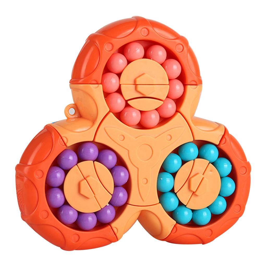 Rotating Bean Toy 6 Sided Rotating Bean Speed Toy Funny Stress Reduction Fingertip Puzzle Games for All Ages Orange