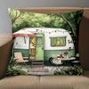 1 Pieces Vintage Camper Patterned Decorative Throw Pillows Polyester pillowcase, sofa decorative cushion cov Headboard Pillow
