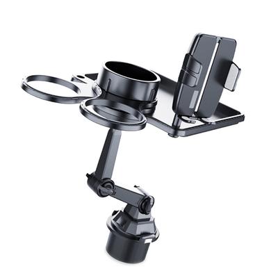 Soporte para Teléfono y Portavasos de Coche 2 en 1 Base Ampliable Rotación de 360 Grados Cuello Soporta Teléfonos Inteligentes de 4-7 Pulgadas y Varias Botellas