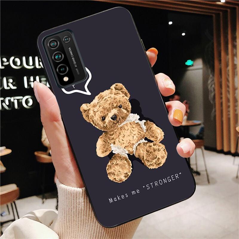 Cute Teddy Bear Beer Phone Case for Huawei Honor 50 10X Lite 20 7A 7C 8X 9X Pro 9A 8A 8S 9S 10i 20S 20lite 7X 10 Lite