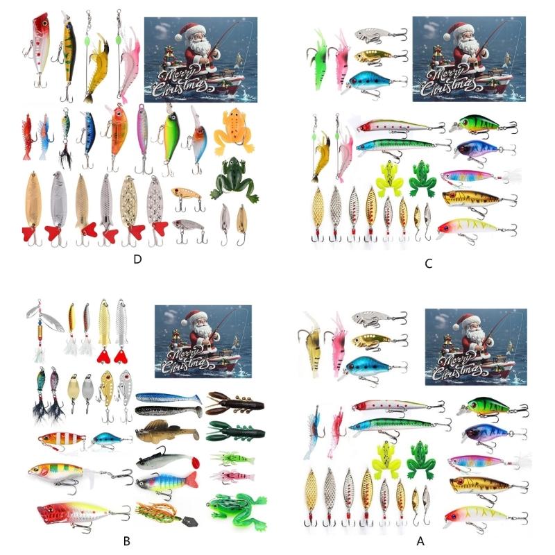 24Pcs Fishing Tackle Advent Calendar Fishing Lure Swimbaits Artificial Hard Baits Christmas Gift for Dad & Fishing Lover