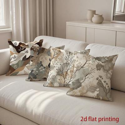 2D Floral & Abstract Pattern Decorative Pillow Covers Pattern Cushion Cover Suitable For Sofa Bedroom Car Pillow Cover