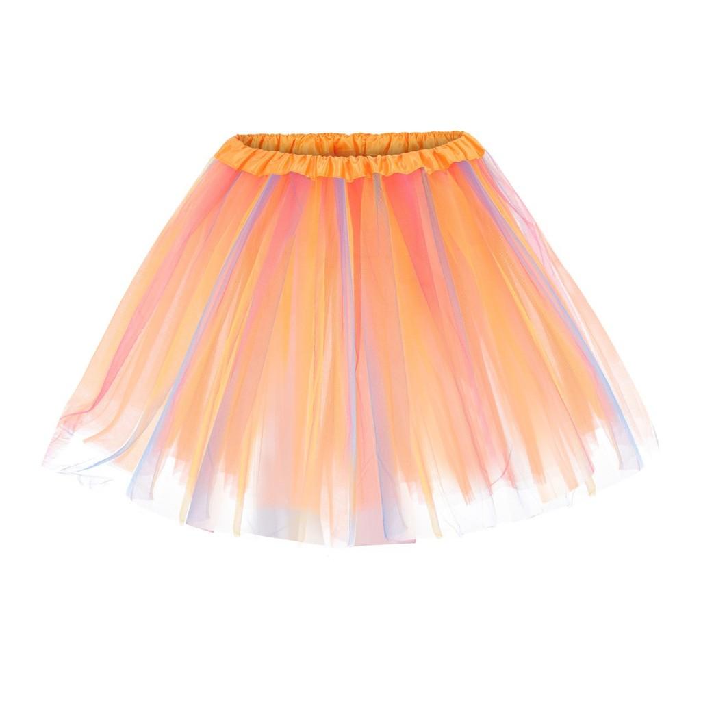 Polyester Flared Skirt With Pleats And Mesh For Casual Women