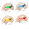 4Pcs Wooden Baby Push Toys, Wood Car Development Game Colorful Play Set, Vehicle Set