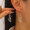 1 Pair Women Earrings 304 Stainless Steel Lightweight Hollow Design Music Note Heart Shape Hook Earrings Jewelry Gift