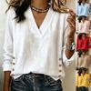 Damenmode Casual Herbst Winter Langarm V-Ausschnitt Blusen & Hemden