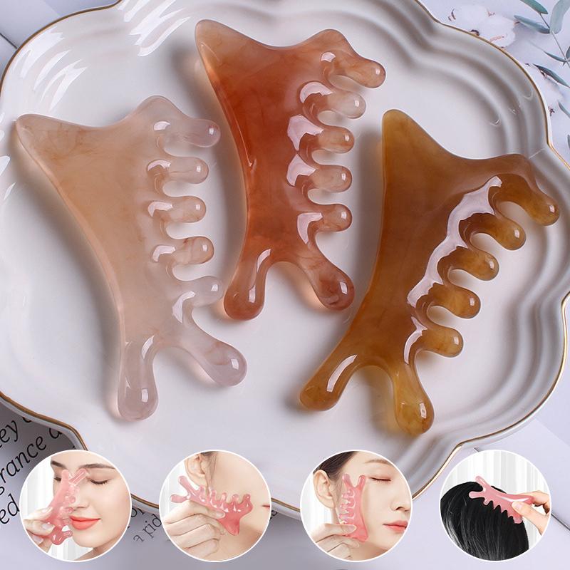 Body Meridian Massage Comb Resin Five Wide Tooth Comb Acupuncture Therapy Blood Circulation Anti-Static Smooth Hair Comb
