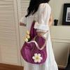Polyester Hollow Woven Shoulder Bag Large Capacity Summer Beach Tote Bags  Clothes Storage