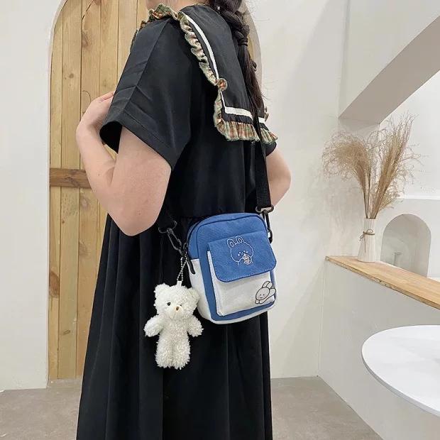 Versatile Japanese Canvas Bag: 2025 New Soft Girl Student Cartoon Design