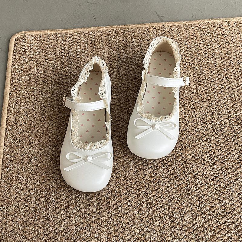 Fashion Women's Fashion Single Shoes Spring Autumn New Round Head Shallow Mouth Butterfly Knot Metal Buckle Soft Sole Non-slip Flat Shoe