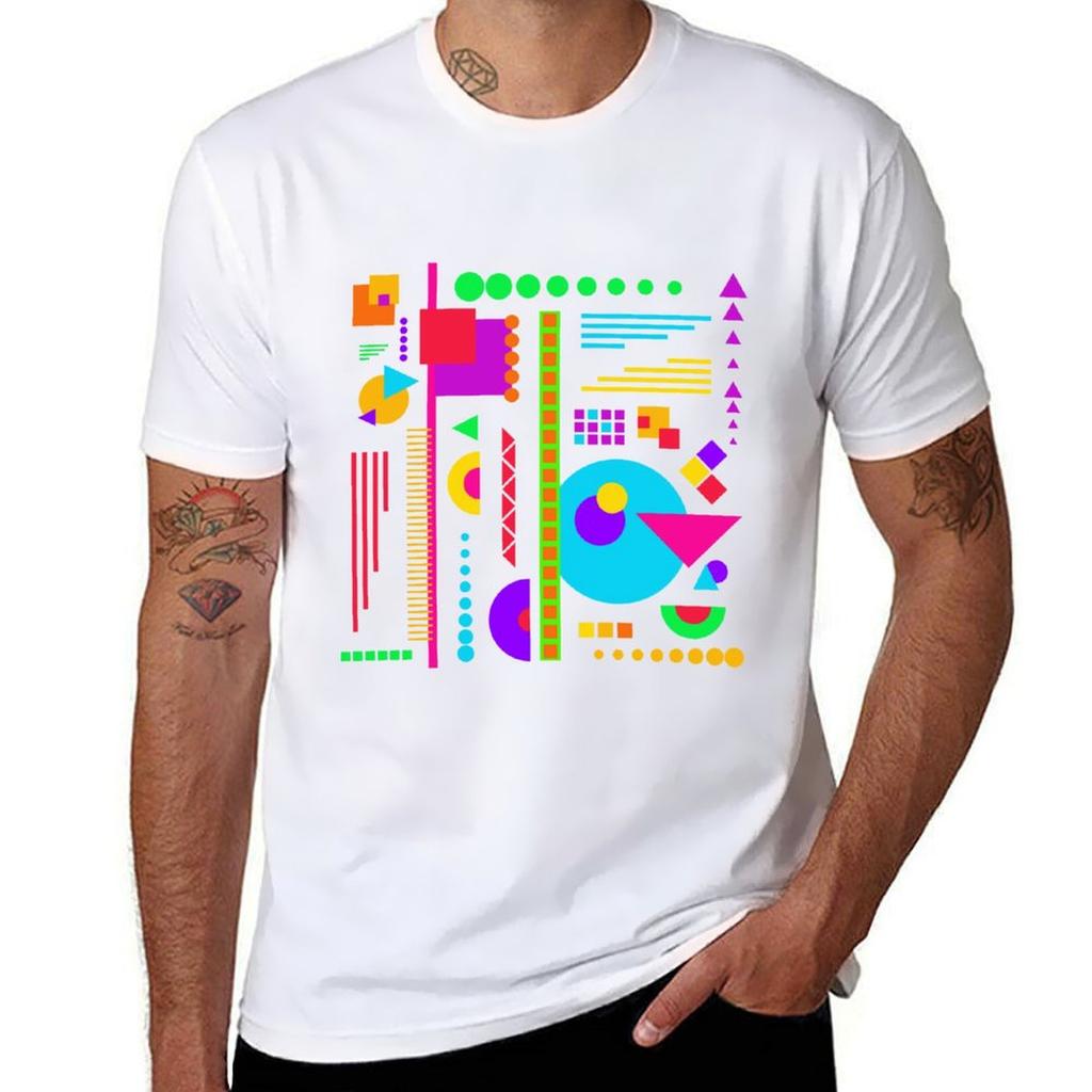 Modernist Memphis Abstract Neon Art TShirt Breathable Workout Short Sleeve Top