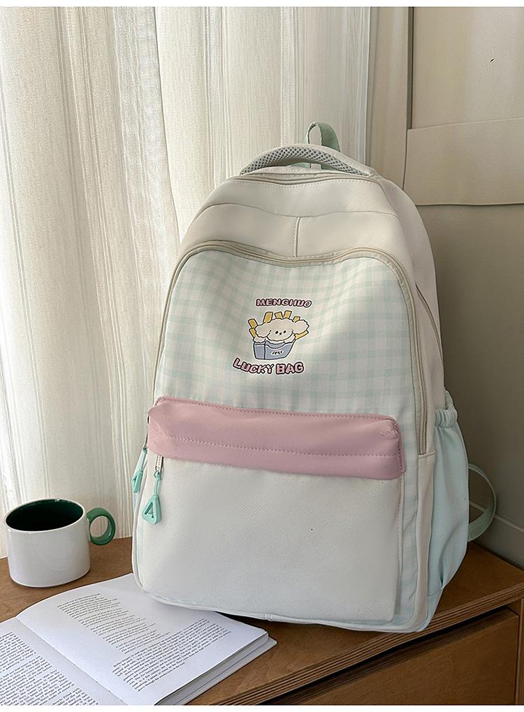 Schoolbag Foreign Soft Girl Girl Backpack Ins Japanese Cute Primary School Schoolbag Travel Plaid Cartoon Backpack
