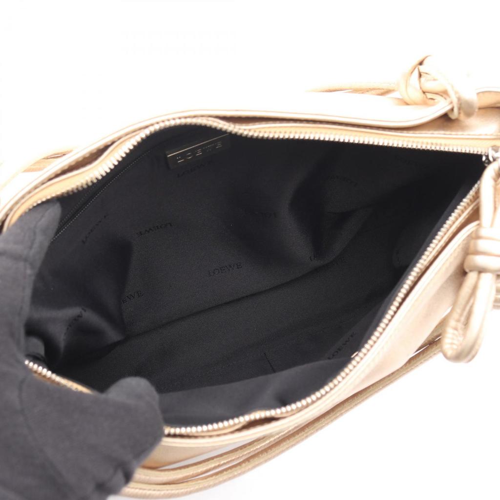 Used LOEWE Anagram Handbag Leather Gold Used Women