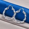 1 pair 925 sterling silver 30mm twisted round hoop earrings fashion women's accessories jewelry gift party