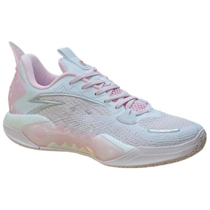 Anta Frenzy 5team Cushioning Wear-Resistant Mid-Top Basketball Shoes Men's White Pink Sneakers 112421606S-5