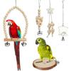9-Piece Parrots Chewing Toy Set - Natural Wood & Rope Bungee Toys for Anchovies, Coconut Hideaway with Ladder, Bird Perch Stand, Cage Accessories for