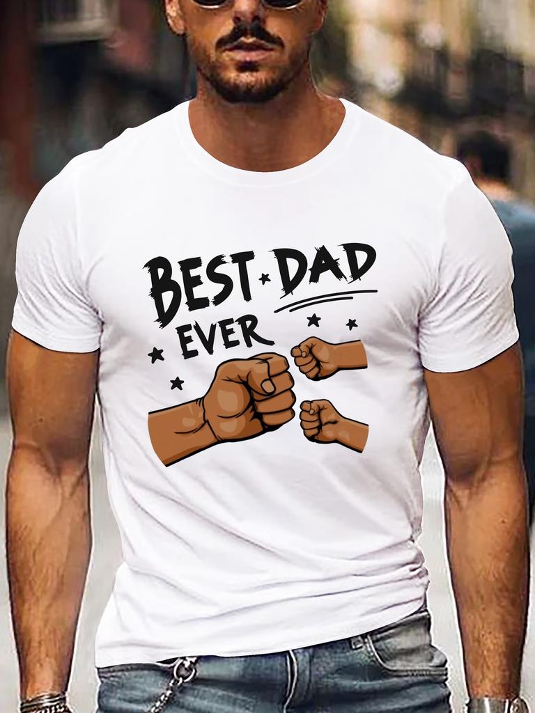Mens casual short sleeved shirt white with black fist design suitable for Fathers Day or daily wear