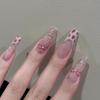 10Pcs 3D Flower Fake Nails Long Nail Extension Kit Wear Armor Reusable Easy to Remove Time-Saving Press on Nails for Home Salon