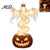 Kleine Halloween-Figuren für Party Geist Kürbis Hoflampe, Harzfigur mit warmem LED-Licht, Seltsame Statue Spukhaft drehend auf Sockel, Tischdekoration