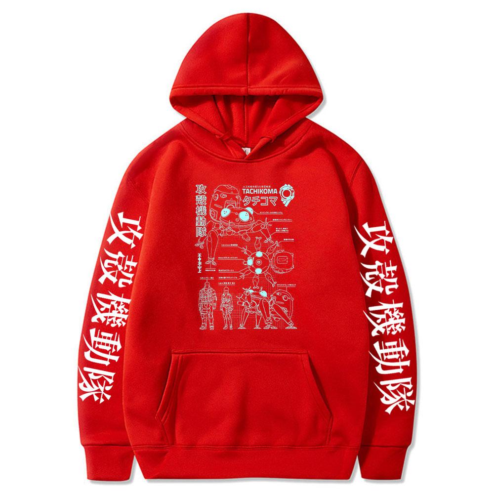 Japan Anime Ghost In the Shell tisk Pánské mikiny s kapucí mikiny Harajuku Kusanagi Motoko Neformální Oversized Streetwear