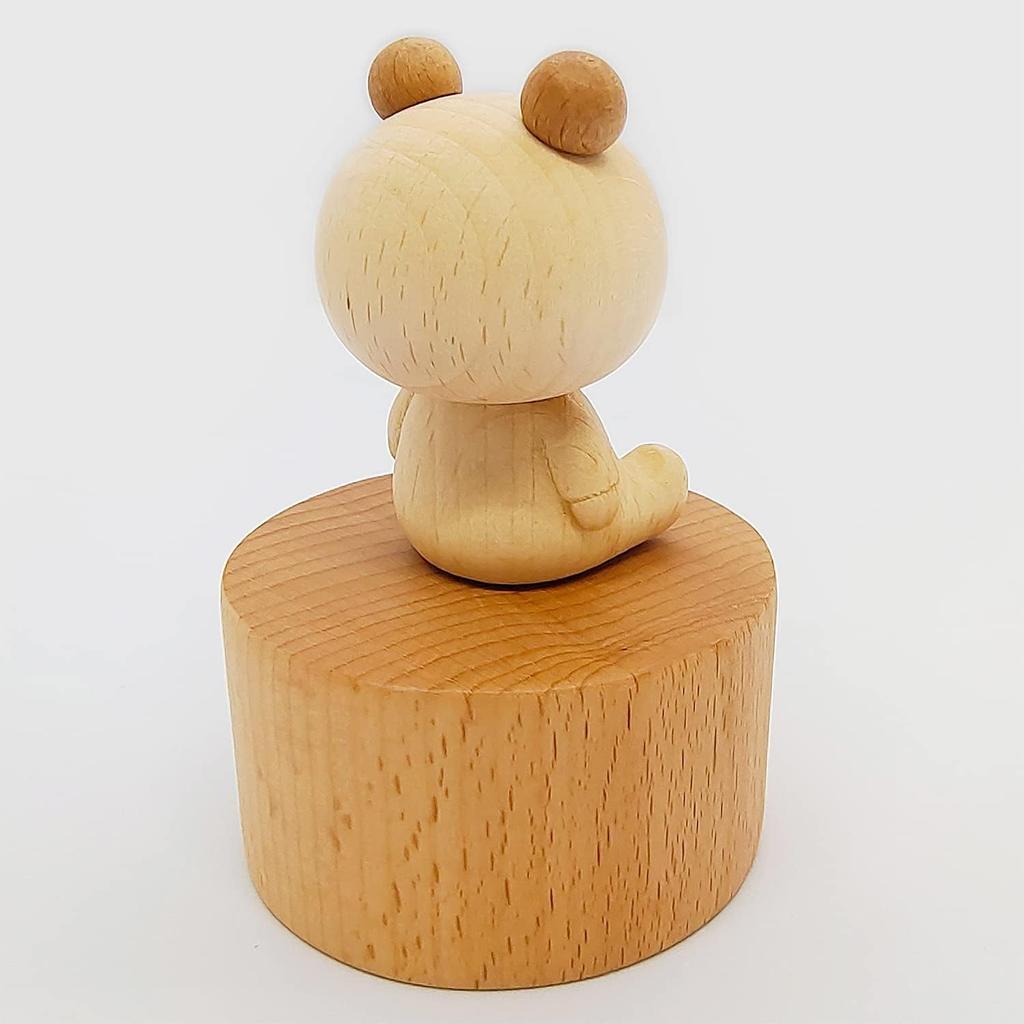 Uroczy Mały Niedźwiadek Mini pozytywka, Drewniana Mechaniczna Pozytywka ze Zwierzątkami, Pozytywka Prezent Śpiewająca Zamek na Niebie, Najlepszy Prezent dla Chłopca Dziewczynki