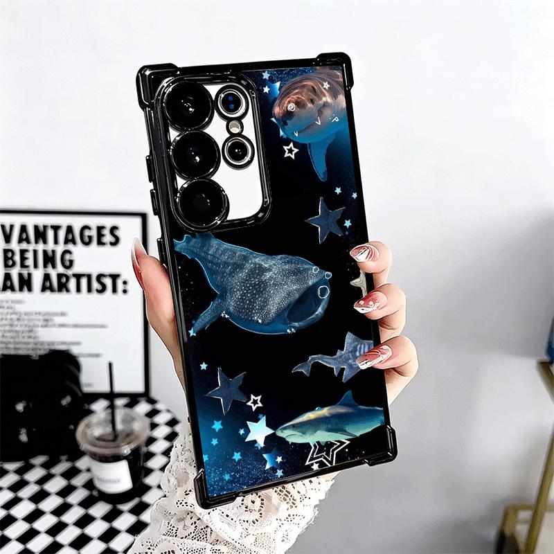 Ocean Whale Shark Soft Phone Case For Samsung Galaxy S26 Ultra S25 Edge S24 FE S23 Plus S22 S21 + S20 Plating Anti-Fall Fundas