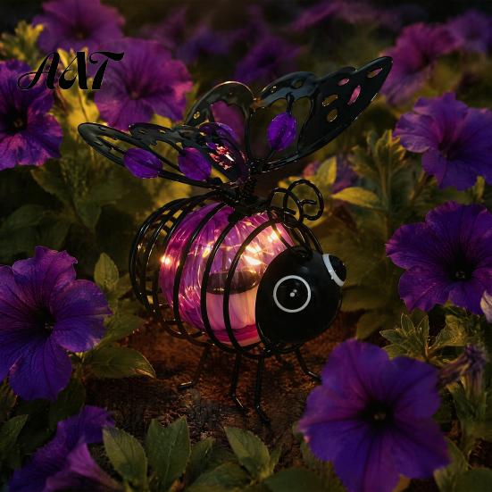 Verspielte Bienen Gartenaccessoires Solarbetriebene Hängeleuchten, Metall Wackel-Feder-Dekorationen, Langlebige Outdoor-Dekorationen IP65 Wasserdichte Lichterketten für