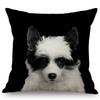 Black Background Dog Puppy Portrait Vizsla Husky Shepherd Shibu Cute Sofa Pillow Case Home Decorative Cotton Linen Cushion Cover