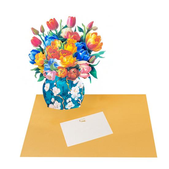 

3D Pop Up открытки 13 бумажный букет цветов поздравительная открытка с конвертом и пустой картой цветущие цветы благодарственная открытка на годовщину Дня матери G