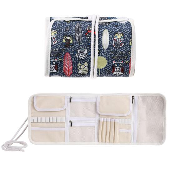 Crochet Hook Organizer Roll-Up Storage Bag Foldable Multi-Compartment Crochet Hook Case for Crochet Knitting Accessories
